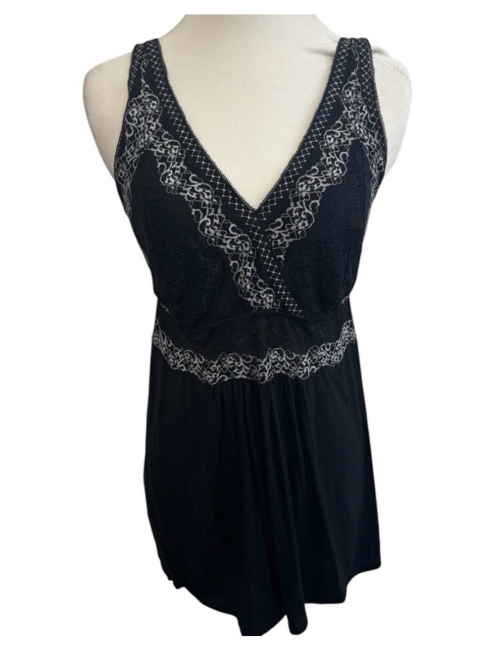 Soma Cool Nights Black Lace babydoll Nightgown - Picture 2 of 5